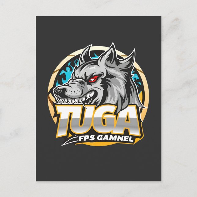 TUGA Wolf Gaming Logo Esports Style Postkarte (Vorderseite)