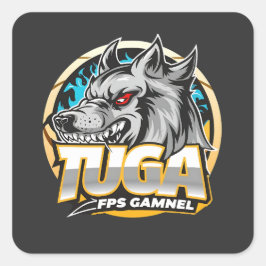 TUGA Wolf Gaming Logo Esports Style Quadratischer Aufkleber