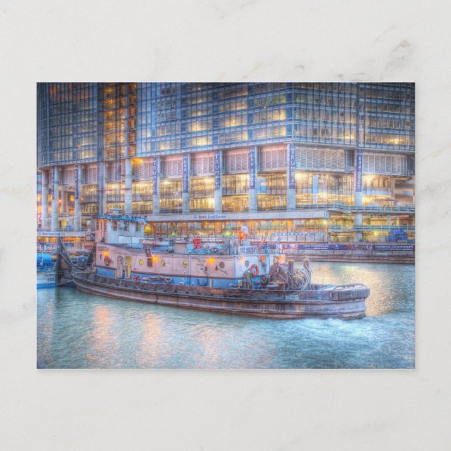 Tugboat auf dem Fluss Chicago Postkarte (Vorderseite)