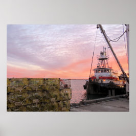 Tugboat bei Sonnenaufgang Poster