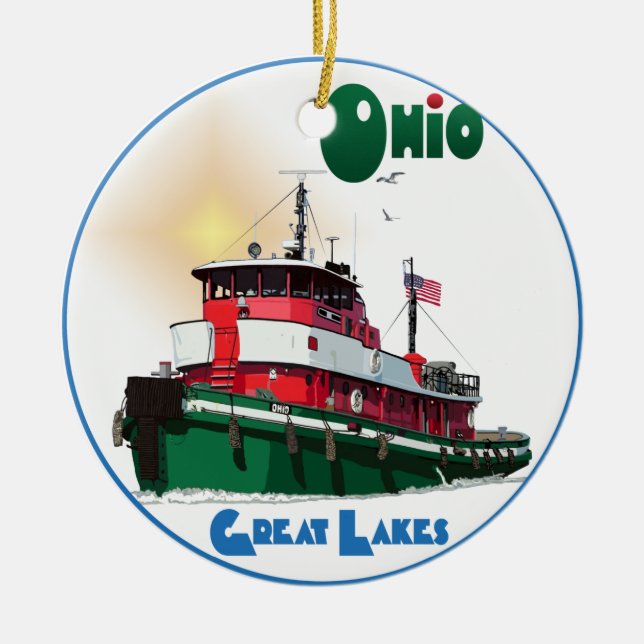 Tugboat Ohio Keramikornament (Vorne)