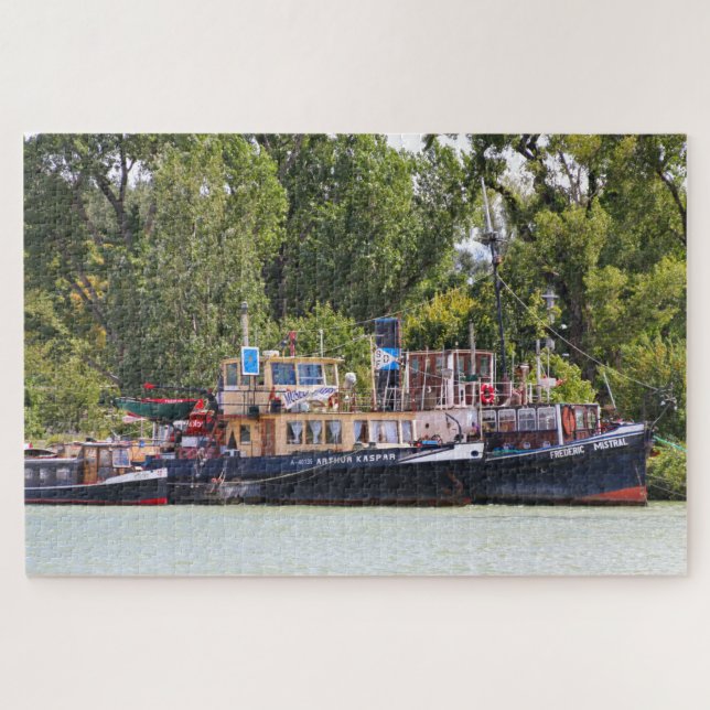 Tugboats, Donau River, Österreich Jigsaw Puzzle (Horizontal)