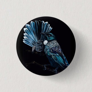 Tui und Piwakawaka Button
