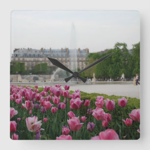 Tuileries Garden in Blüte Quadratische Wanduhr