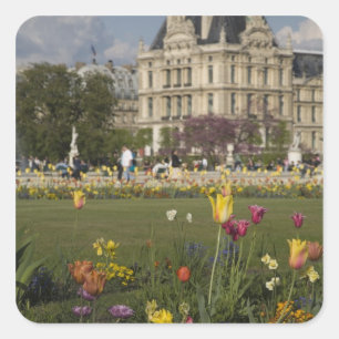 Tuileries-Garten, Louvre, Paris, Frankreich Quadratischer Aufkleber
