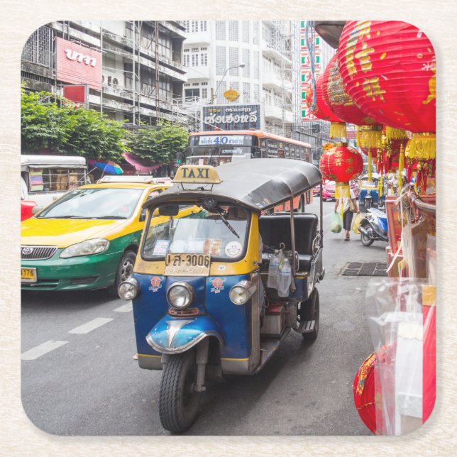 Tuk Tuk, Bangkok Square Paper Untersetzer (Vorderseite)
