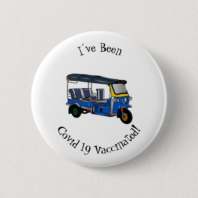 Tuk Tuk Cartoon Illustration Button (Vorderseite)