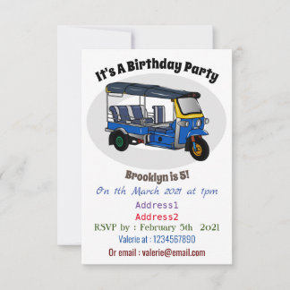 Tuk Tuk Cartoon Illustration Einladung