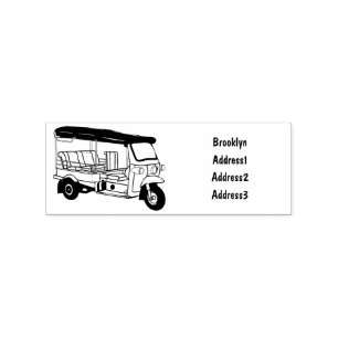 Tuk Tuk Cartoon Illustration Gummistempel