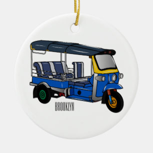 Tuk Tuk Cartoon Illustration Keramik Ornament