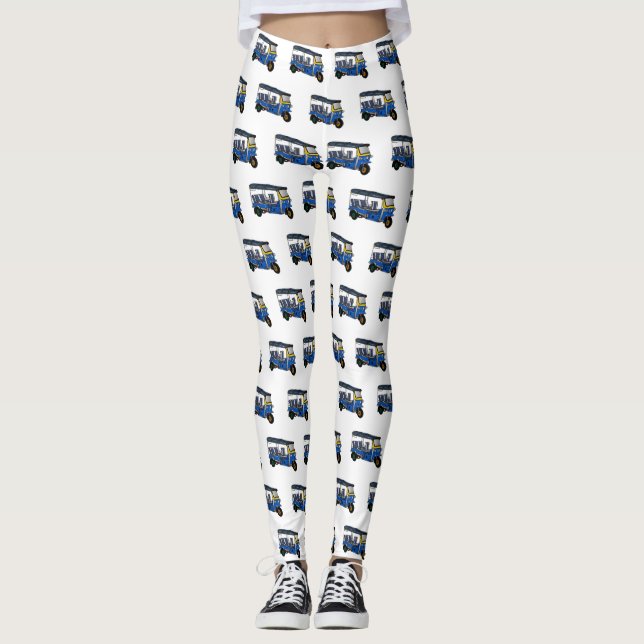 Tuk Tuk Cartoon Illustration Leggings (Vorderseite)