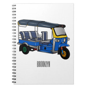 Tuk Tuk Cartoon Illustration Notizblock