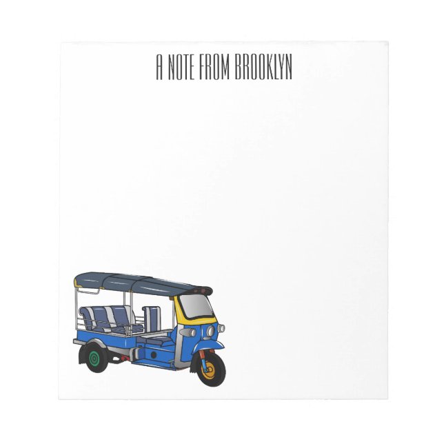 Tuk Tuk Cartoon Illustration Notizblock (Vorderseite)
