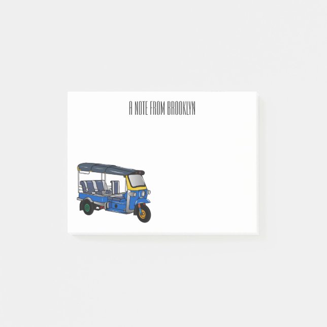 Tuk Tuk Cartoon Illustration Post-it Klebezettel (Vorderseite)