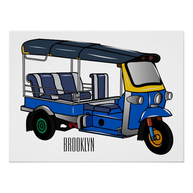 Tuk Tuk Cartoon Illustration Poster (Vorderseite)