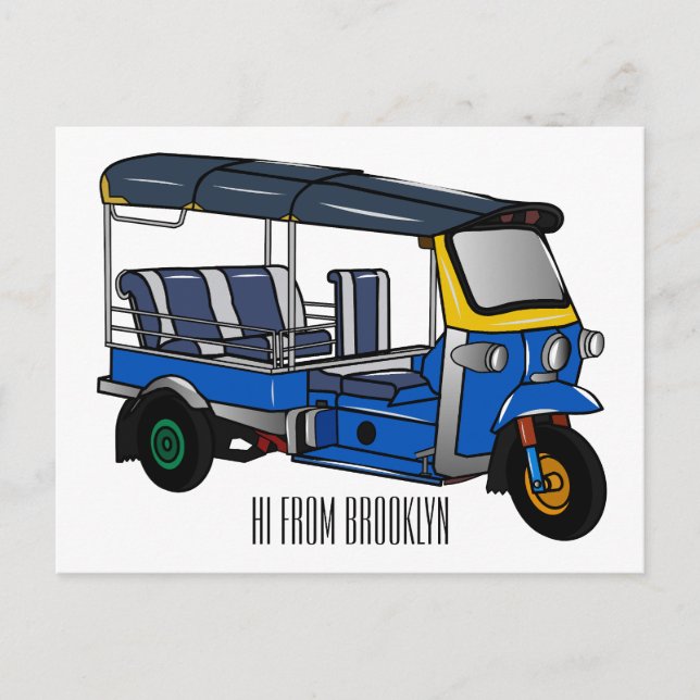 Tuk Tuk Cartoon Illustration Postkarte (Vorderseite)