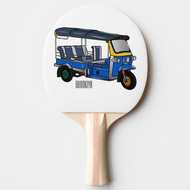 Tuk Tuk Cartoon Illustration Tischtennis Schläger (Vorderseite)