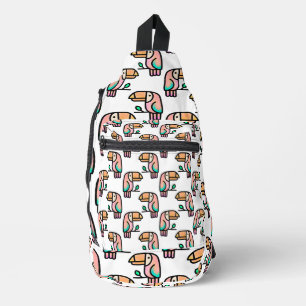 Tukan Dschungelvogel Pastell Regenbogen Cartoon Mu Crossbody Bag