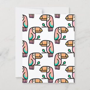 Tukan Dschungelvogel Pastell Regenbogen Cartoon Mu Postkarte