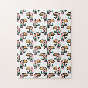 Tukan Dschungelvogel Pastell Regenbogen Cartoon Mu Puzzle