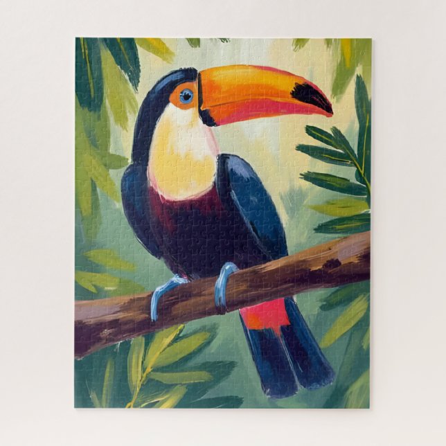 Tukan Farbiger Tropischer Vogel Aquarell Puzzle (Vertikal)