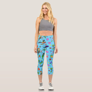 Tukan Flamingo und Arara nahtloses Vögel Muster Capri Leggings
