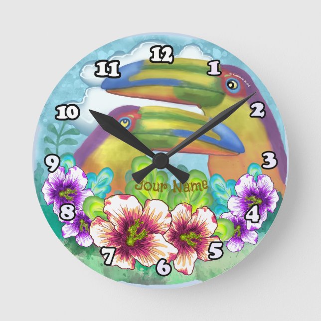 Tukan-Liebhaber Runde Wanduhr (Vorderseite)