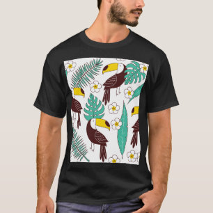Tukan-Orchidee Vintage-Palm-Muster T-Shirt