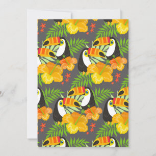 Tukan Vogel Orange Tropische Blumen Grüne Blätter Dankeskarte