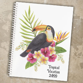 Tukan-Vogel zwischen tropischen Blumen, Urlaub Notizbuch