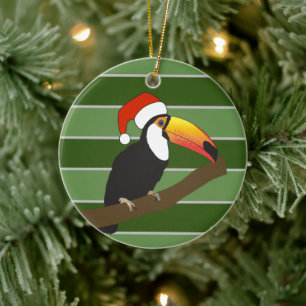 Tukan-Weihnachtsmannmütze - Weihnachtsspecial Keramik Ornament