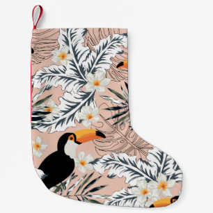 Tukane, grafische Blätter aus Palmen, Blume aus P Kleiner Weihnachtsstrumpf