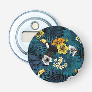 Tukane und tropische Flora, blau, gelb, orange Flaschenöffner
