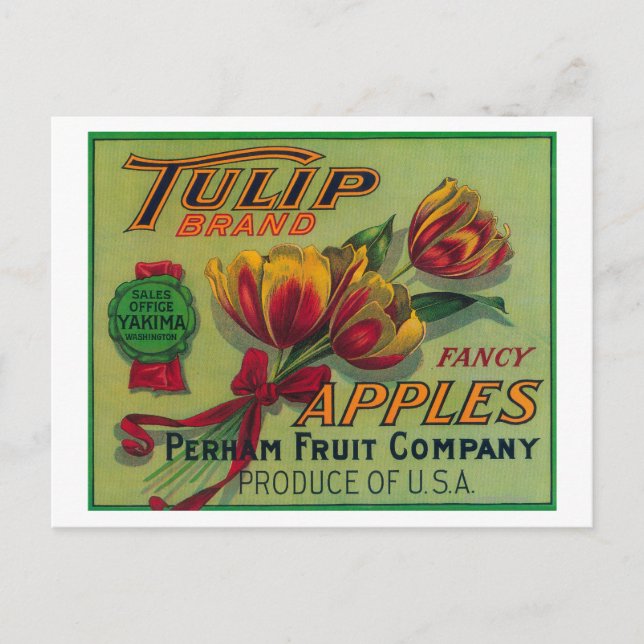 Tulip Apple Crate LabelYakima, WA Postkarte (Vorderseite)