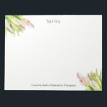 Tulip, Aquarell, Rosa und Grün, Notizblock<br><div class="desc">Ihre eigenen personalisierten Notizblöcke mit eleganten Tulpen. Passen Sie den Text nach Belieben an.</div>
