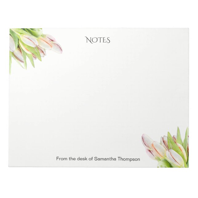 Tulip, Aquarell, Rosa und Grün, Notizblock (Vorderseite)