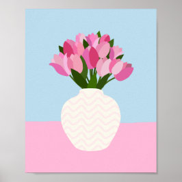 Tulip Arrangement Blumenvase Rosa und Blau Poster