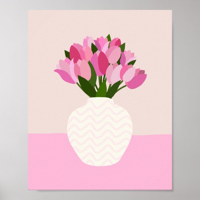 Tulip Arrangement Floral Vase Pink Poster (Vorne)