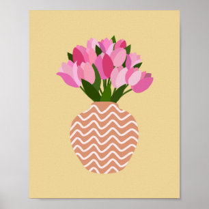 Tulip-Arrangement Gelb und Rosa Blüte Poster