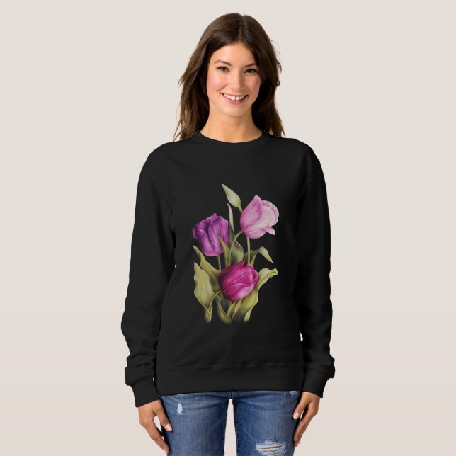 Tulip Bauer Wildblume Wasserfarbenlobergeschenk Sweatshirt (Vorne ganz)