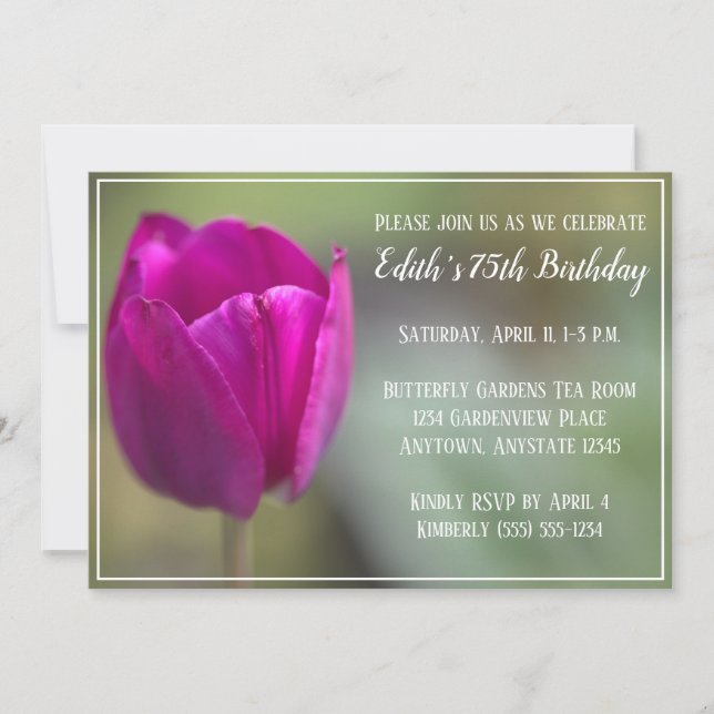 Tulip Birthday Party Einladung (Vorderseite)