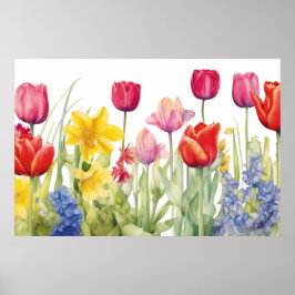 Tulip blossom painting poster