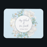 Tulip Blue Floral Wedding Magnet<br><div class="desc">Dieses Design zeichnet sich durch eine schöne Illustration von Tulpen in voller Blüte,  umgeben von zarter Vegetation und einem weichen blauen Hintergrund aus. Ob Sie eine Frühjahrshochzeit,  eine Gartenhochzeit oder einfach nur die Schönheit der Tulpen Liebe planen,  dieses Design wird Ihre Gäste begeistern und beeindrucken.</div>