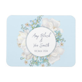 Tulip Blue Floral Wedding Magnet