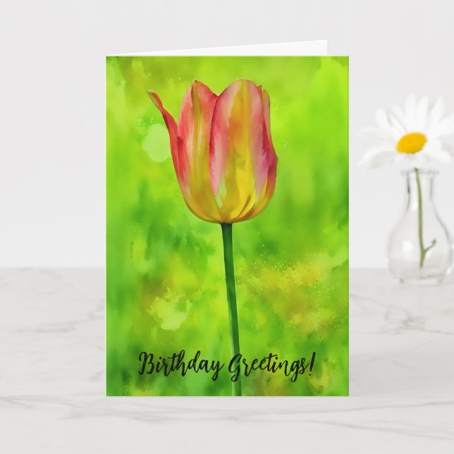 Tulip Blume Art Geburtstagskarte Karte (Kleine Pflanze)