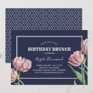 Tulip Blume Birthday Brunch Blue Einladung