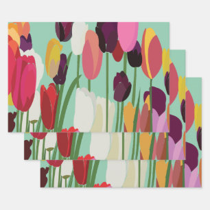 Tulip Blume Blumenmuster Tulip Geschenkpapier Set