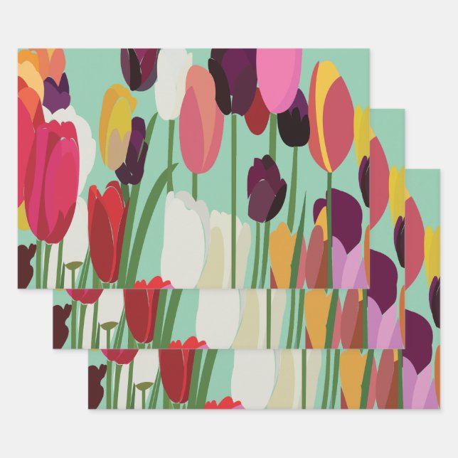 Tulip Blume Blumenmuster Tulip Geschenkpapier Set (Set)