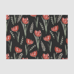 Tulip Blume Botanisches Wasserfarbe Schwarz Seidenpapier