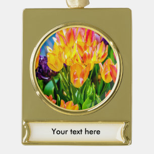 Tulip-Blume - Geblüht Banner-Ornament Gold